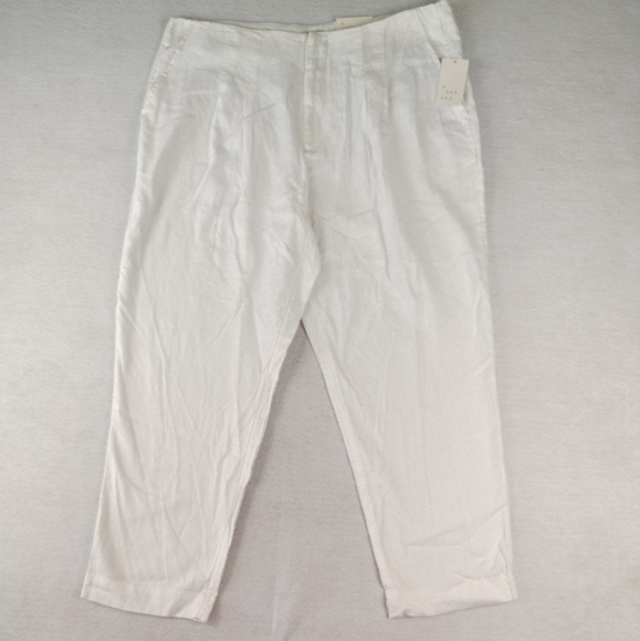 NWT A New Day Linen Blend Tapered Leg Pants In White Size 16 - Picture 2 of 8